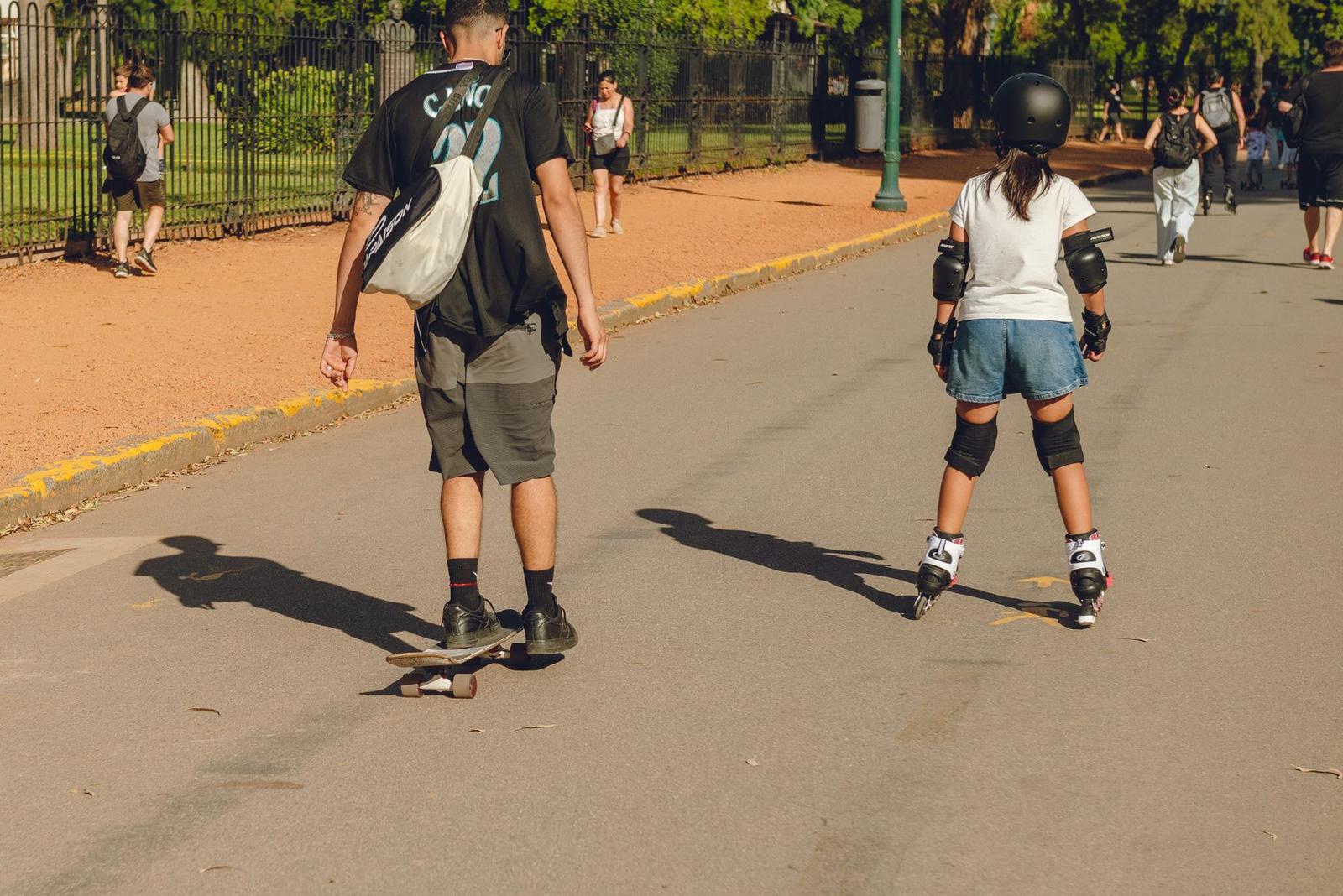 Skateboarding and Rollerblading in Buenos Aires Park