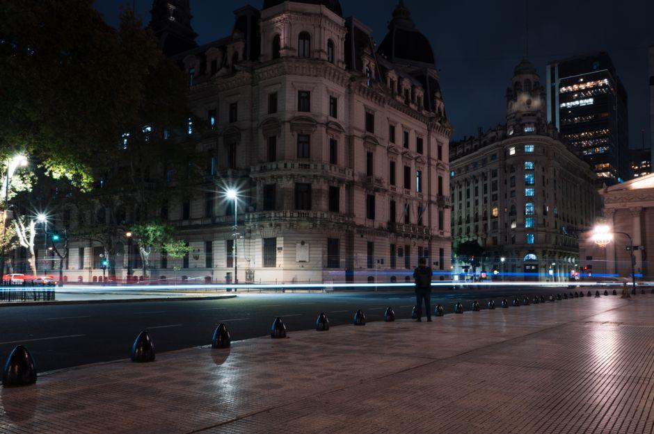 Nighttime Street View in Buenos Aires